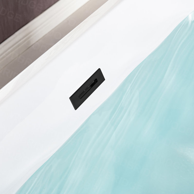 Echo 59'' White Acrylic Freestanding Soaking Bathtub with Matte Black Trim