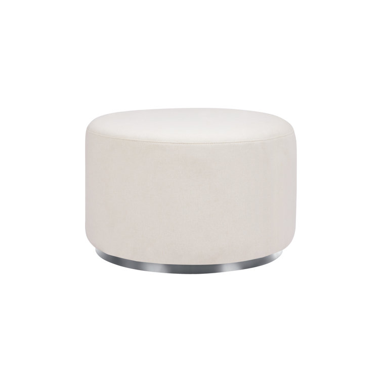 White Eco-Weave Performance Gliding Ottoman with Stainless Steel Base