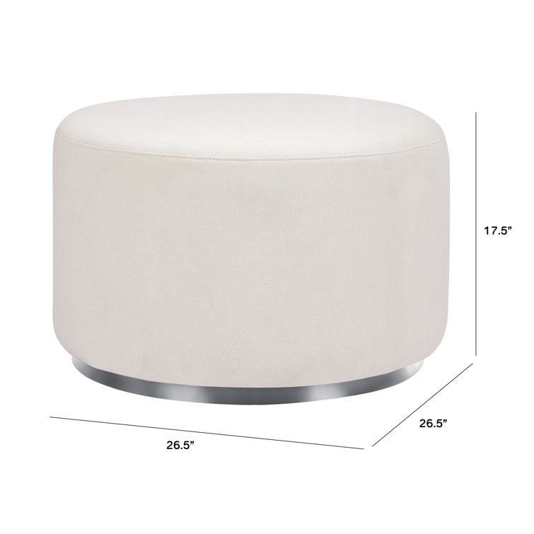 White Eco-Weave Performance Gliding Ottoman with Stainless Steel Base