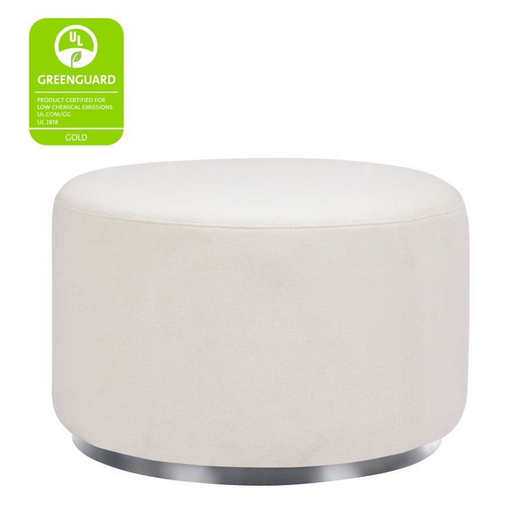White Eco-Weave Performance Gliding Ottoman with Stainless Steel Base