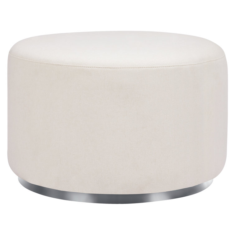 White Eco-Weave Performance Gliding Ottoman with Stainless Steel Base
