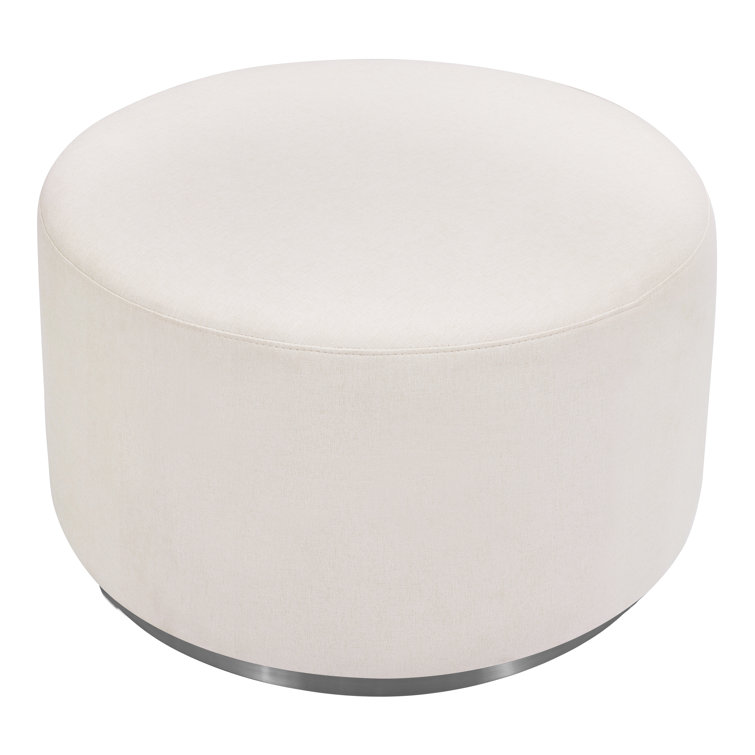 White Eco-Weave Performance Gliding Ottoman with Stainless Steel Base
