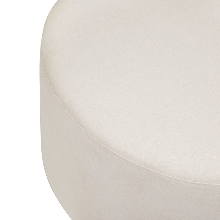 White Eco-Weave Performance Gliding Ottoman with Stainless Steel Base