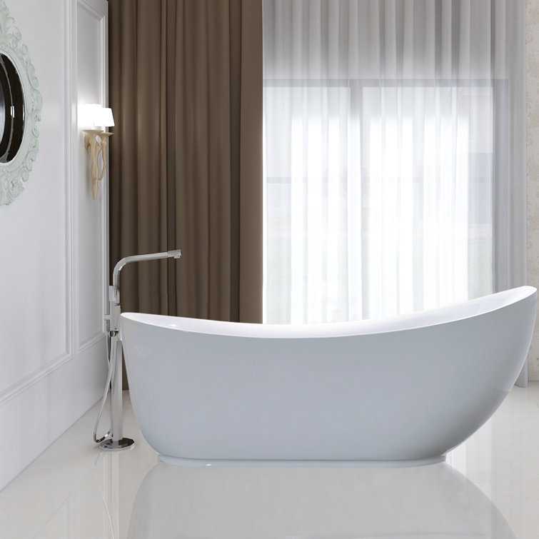71'' White Acrylic Freestanding Soaking Bathtub