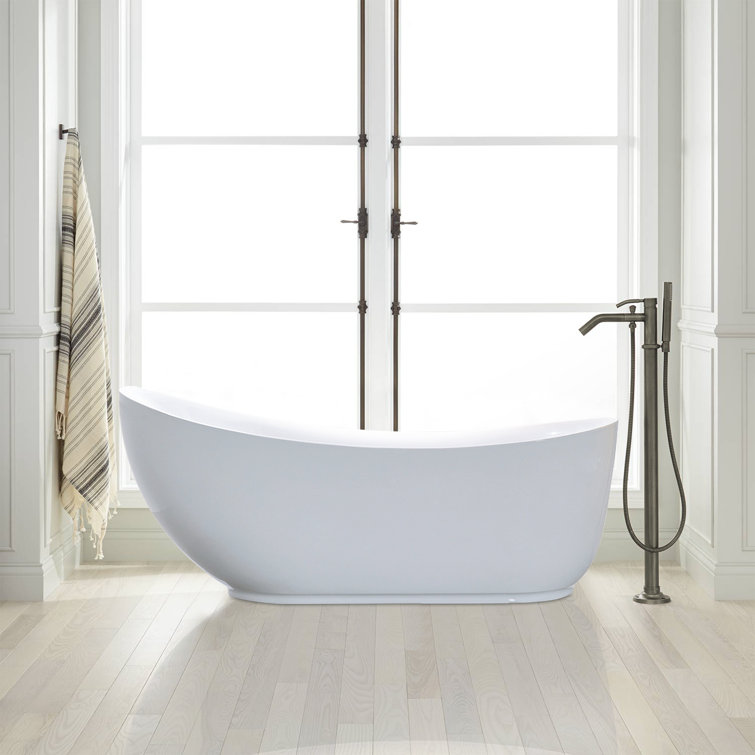 71'' White Acrylic Freestanding Soaking Bathtub