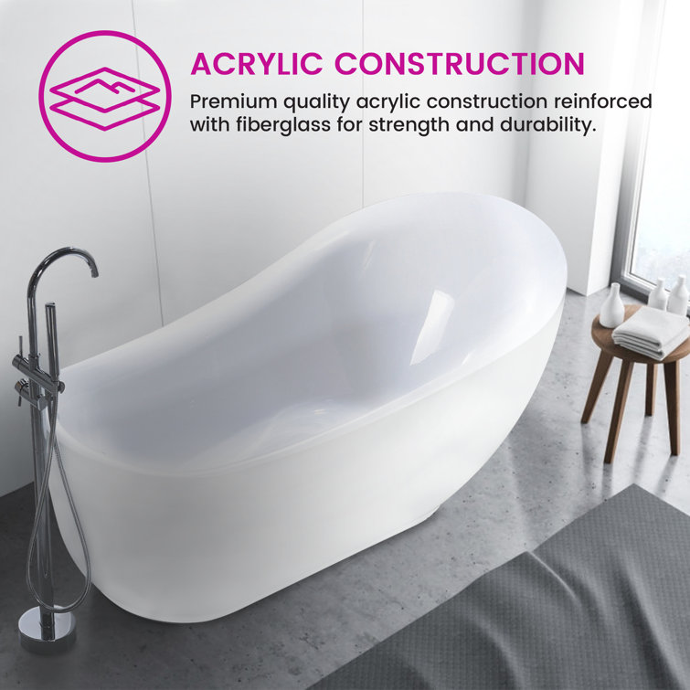 71'' White Acrylic Freestanding Soaking Bathtub