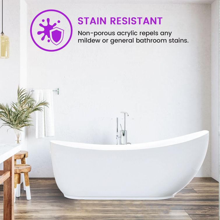 71'' White Acrylic Freestanding Soaking Bathtub