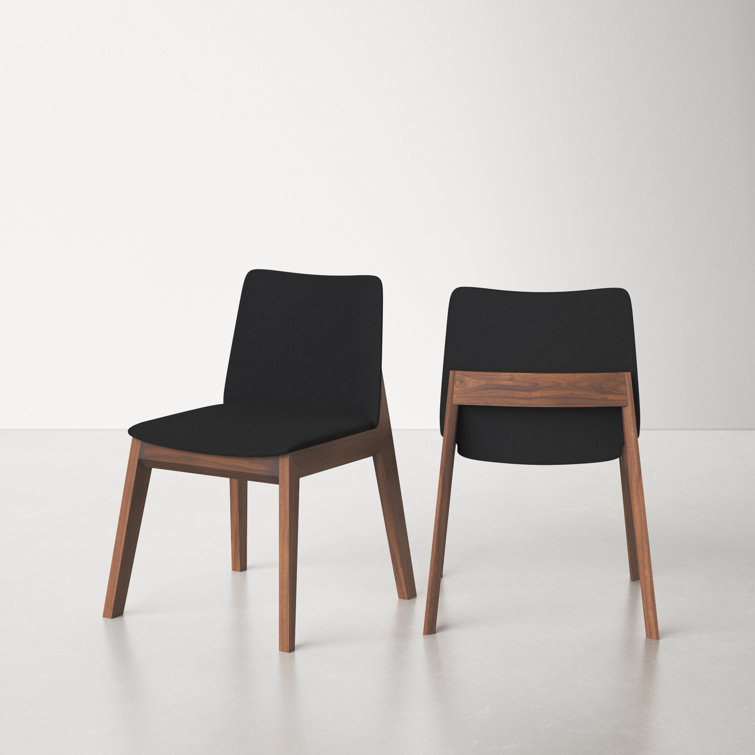 Black Faux Leather Upholstered Side Chair with Oak Frame