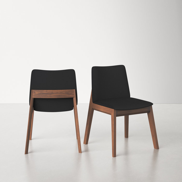 Black Faux Leather Upholstered Side Chair with Oak Frame
