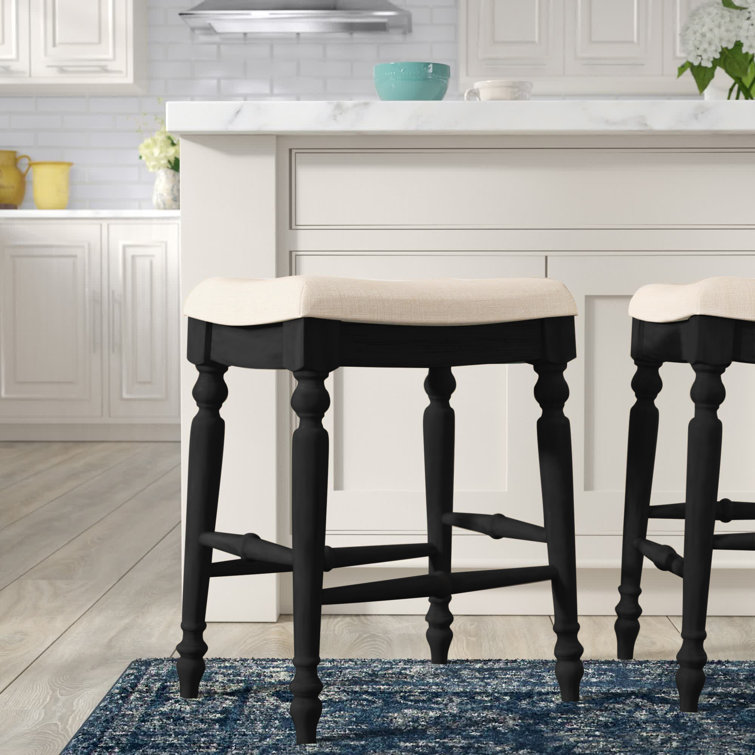 Marino 25" Black Wood Elegant Backless Counter Stool
