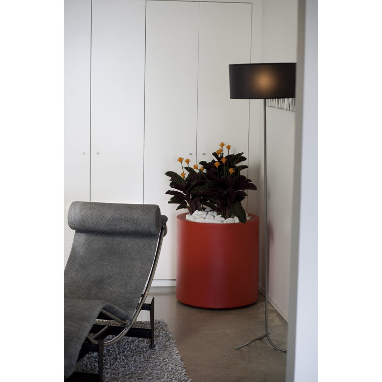 White Matte Polyethylene Cylinder Pot Planter, 15.75"