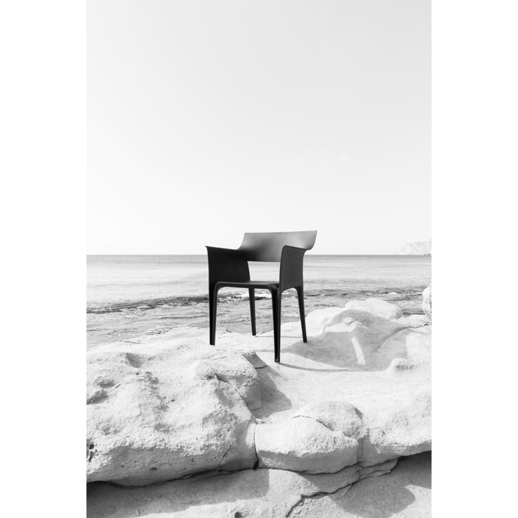 Pedrera Black Resin Outdoor Dining Chair with Cushion