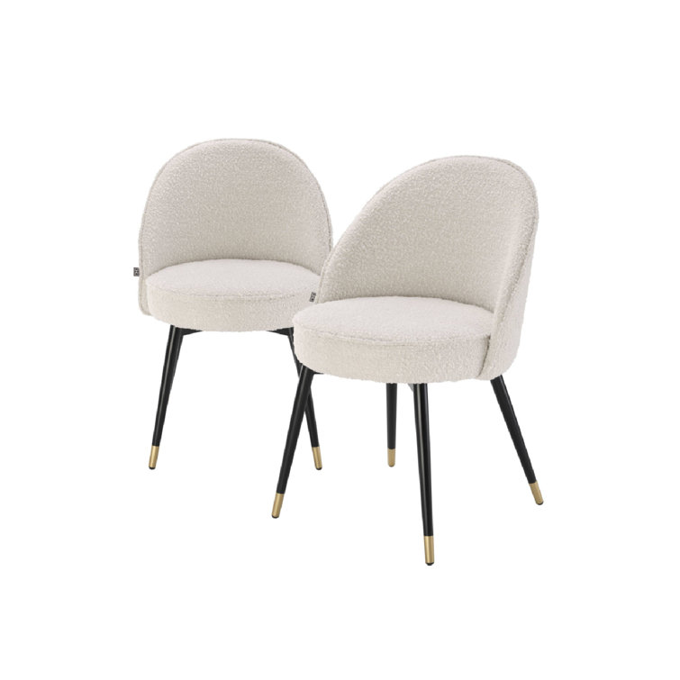 Cooper Cream Boucle Upholstered Dining Chair with Brass Toe Caps