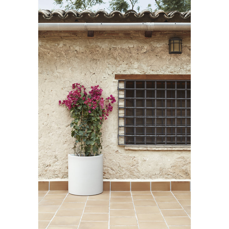 White Matte Polyethylene Cylinder Pot Planter, 15.75"