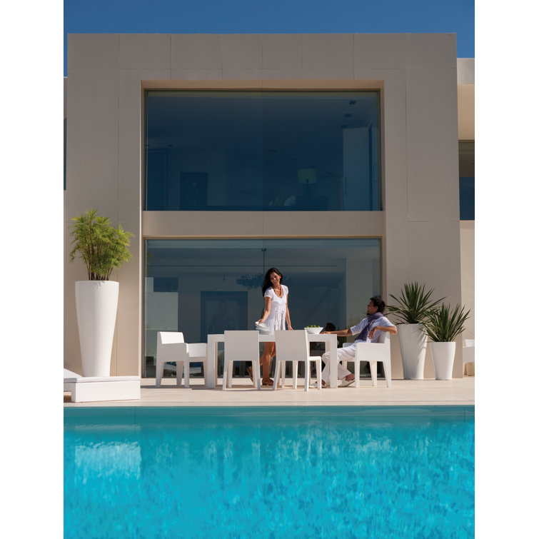 Jut Minimalist White Polyethylene Outdoor Dining Armchair