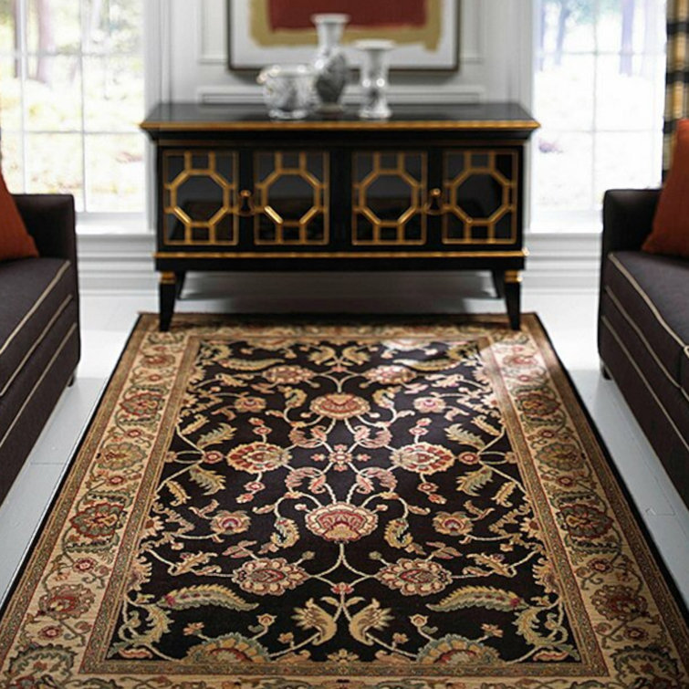 Traditional Black Wool Hand-knotted 4' x 6' Area Rug