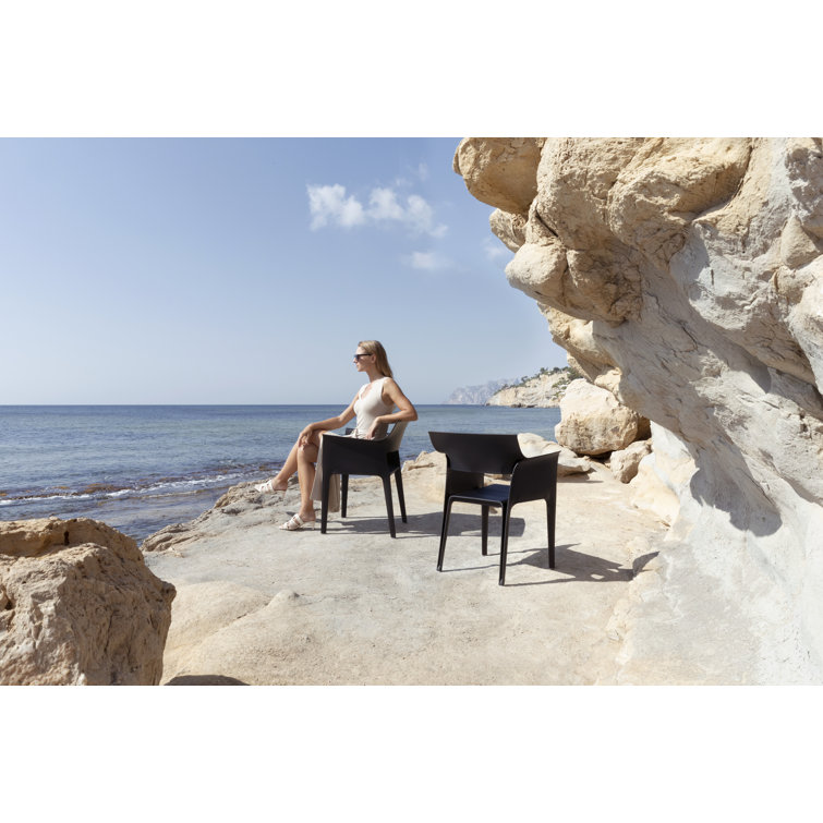 Pedrera Black Resin Outdoor Dining Chair with Cushion