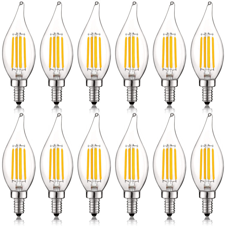 Clear Dimmable LED Candelabra Bulbs with E12 Base, 12-Pack