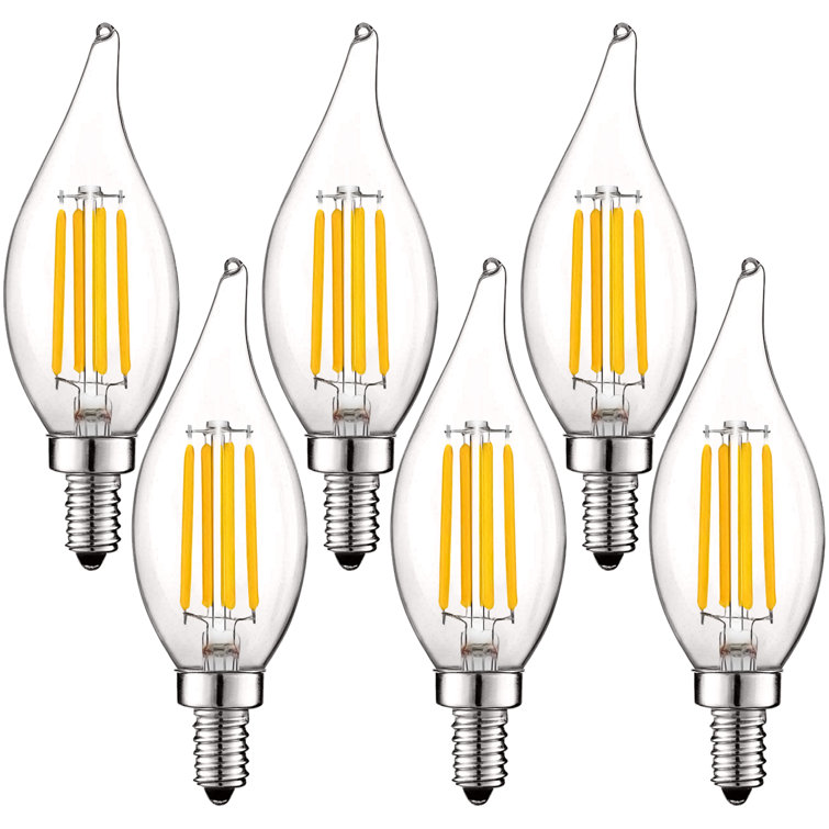 Clear Dimmable LED Candelabra Light Bulbs, 6-Pack