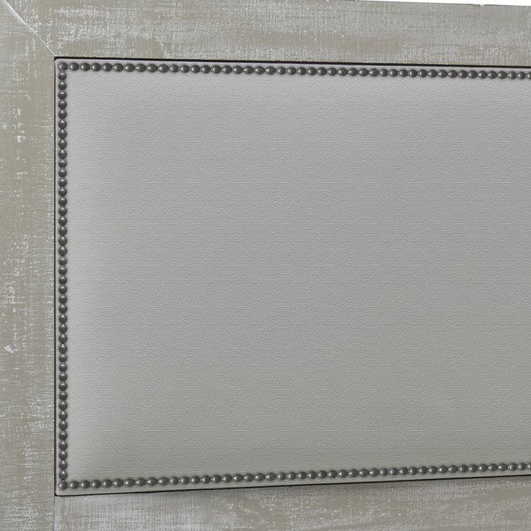 Willow Gray Chalk Queen Upholstered Bed with Nailhead Trim