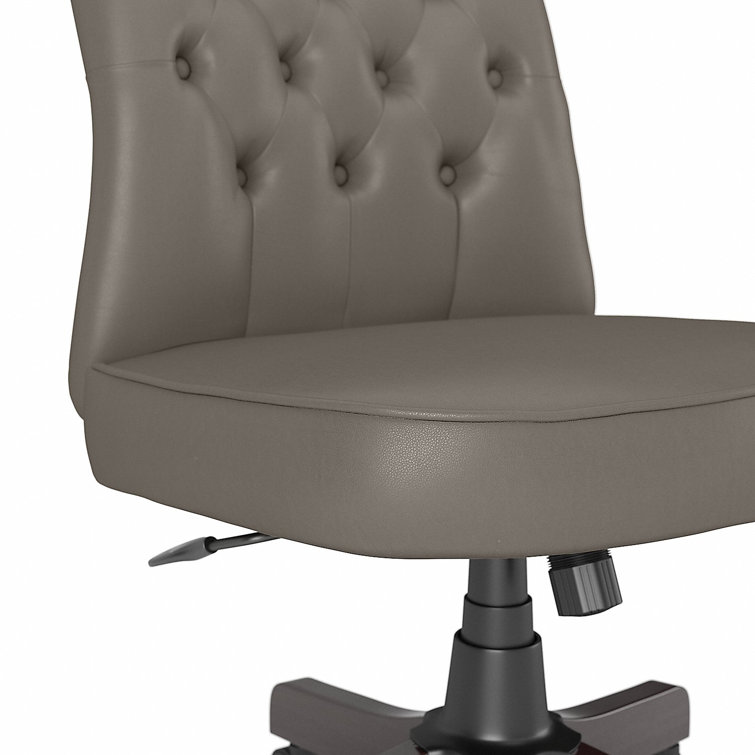 High-Back Swivel Office Chair with Adjustable Arms in Washed Gray Leather