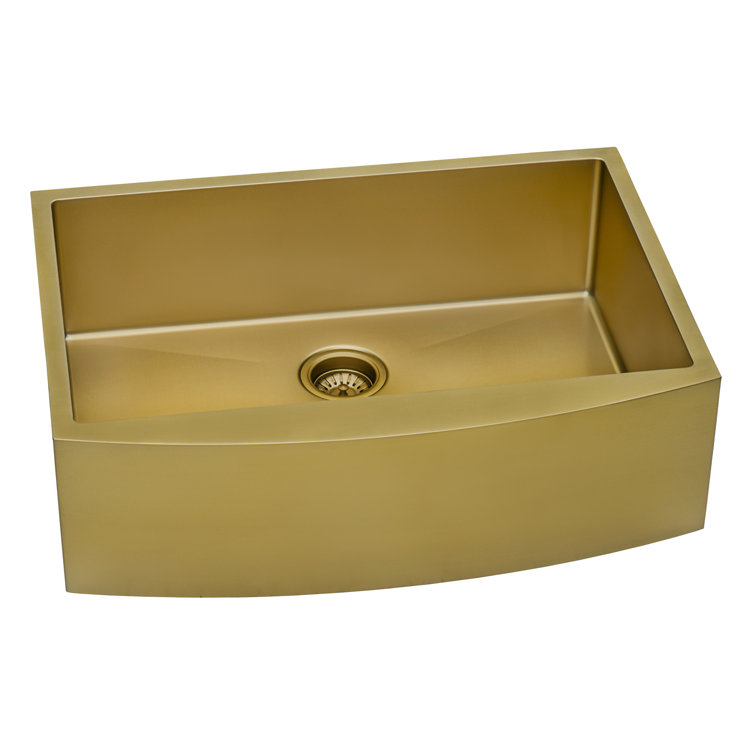 30-Inch Brass Tone Matte Gold Stainless Steel Farmhouse Sink