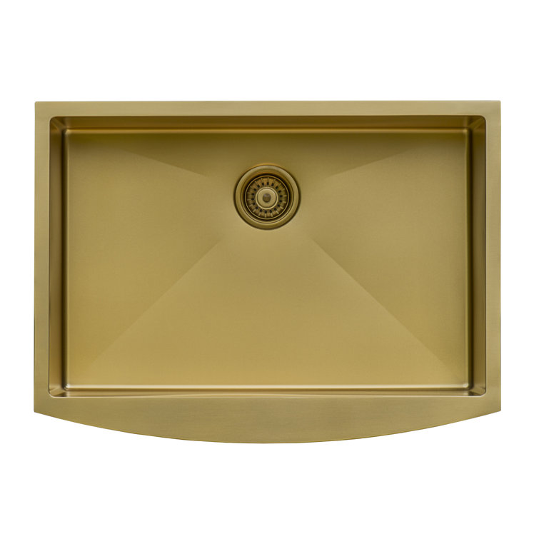 30-Inch Brass Tone Matte Gold Stainless Steel Farmhouse Sink