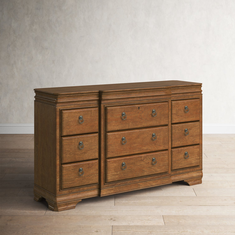 Solid Alder Wood 70'' Brown 12-Drawer Dresser with Felt Lined Drawers