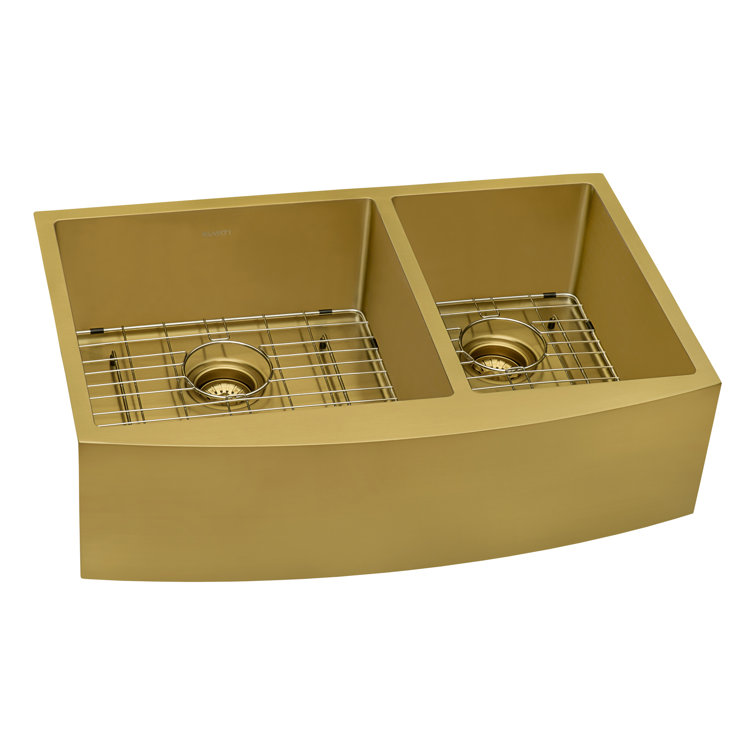 Gold Stainless Steel Double Bowl Farmhouse Sink