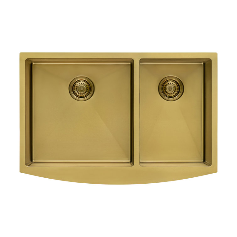 Gold Stainless Steel Double Bowl Farmhouse Sink