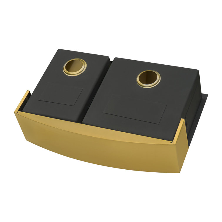 Gold Stainless Steel Double Bowl Farmhouse Sink