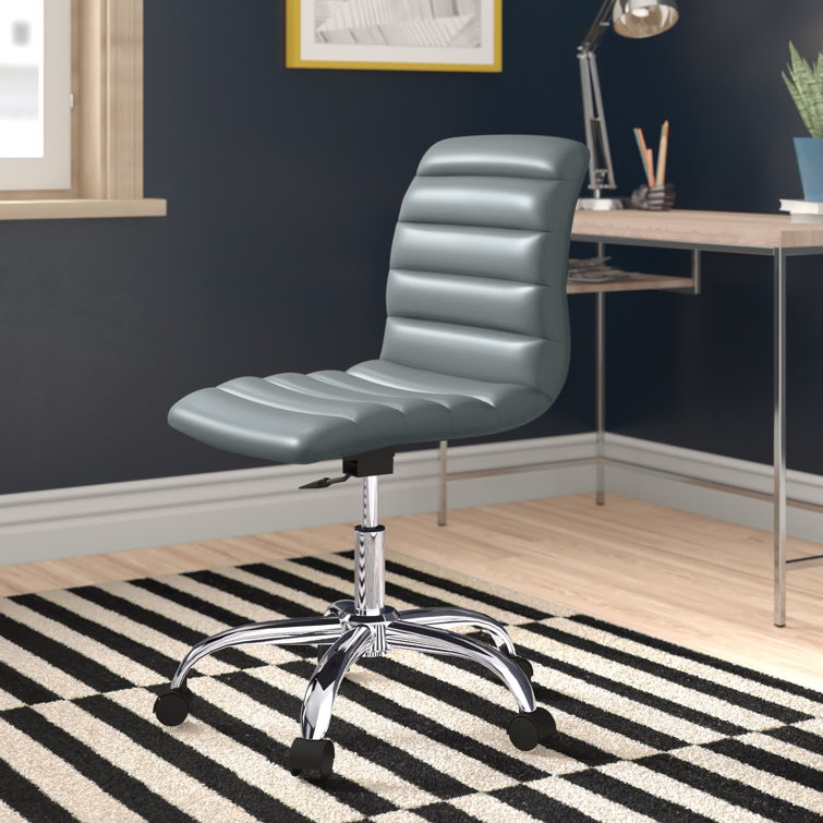 Ripple Mid-Back Swivel Task Chair in Gray Faux Leather