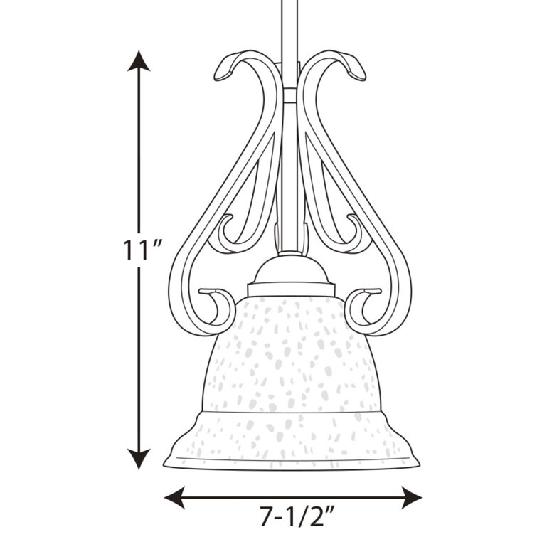 Torino Forged Bronze Mini Pendant with Bell-Shaped Glass