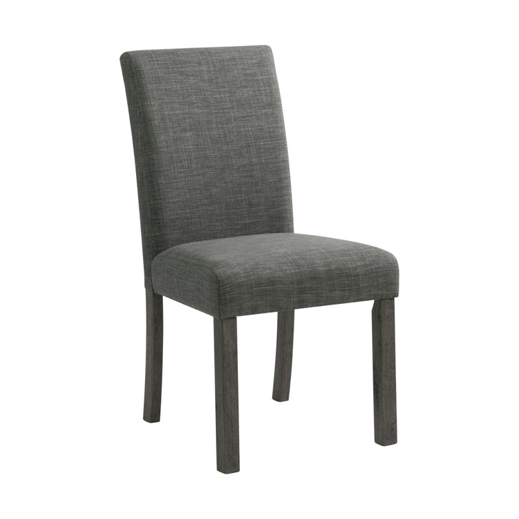 Charcoal Gray Linen Upholstered High Back Side Chair