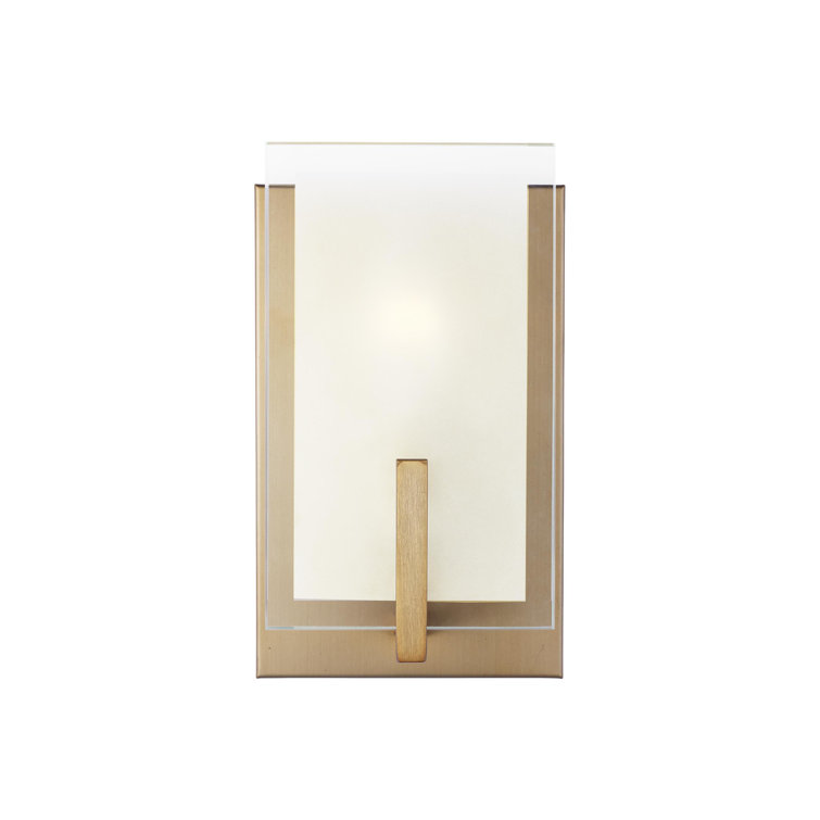 Satin Brass and Glass 1-Light Dimmable Wall Sconce