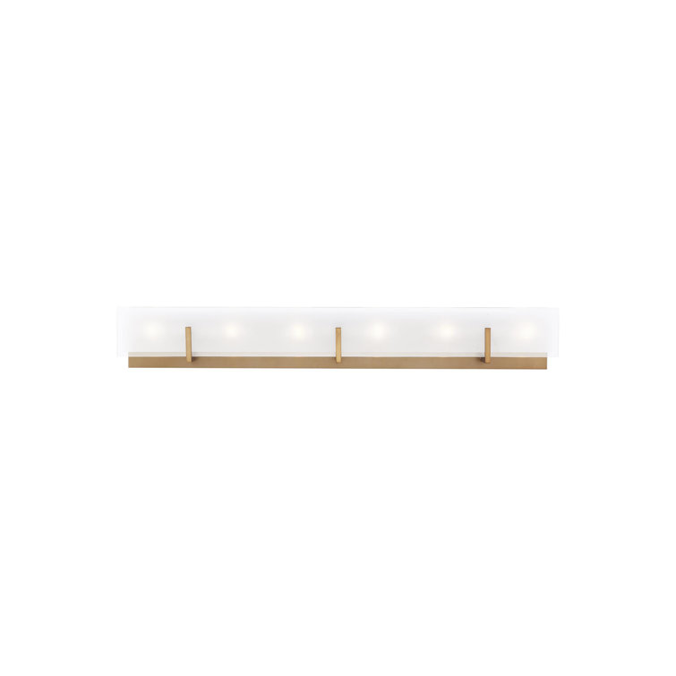 Satin Brass 6-Light Dimmable Outdoor Vanity with Etched Glass