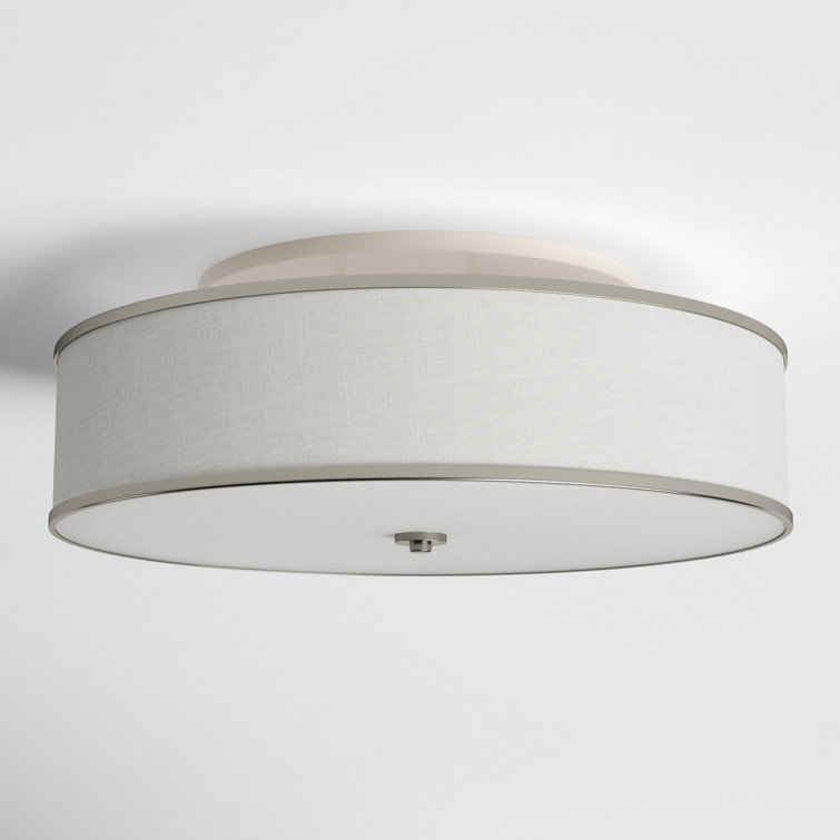 Satin Nickel 30" Round Drum Semi Flush Mount Light