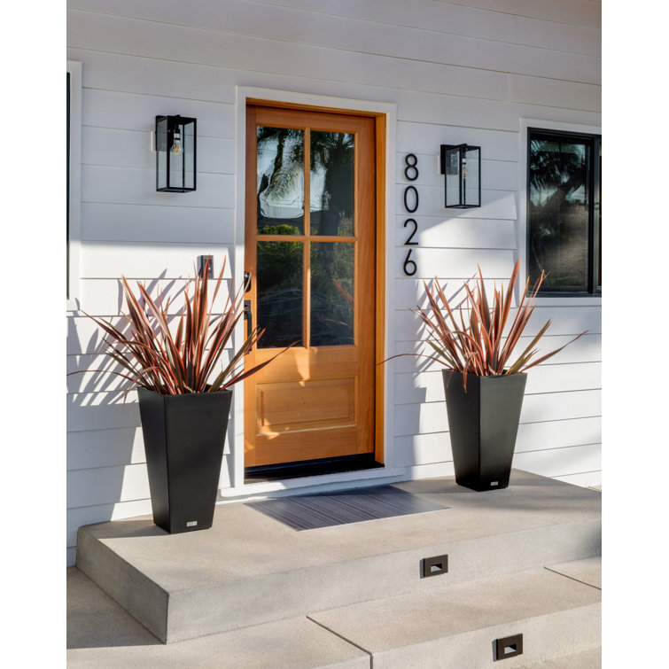 Black Tall Square Plastic Planter Set for Indoor/Outdoor Use