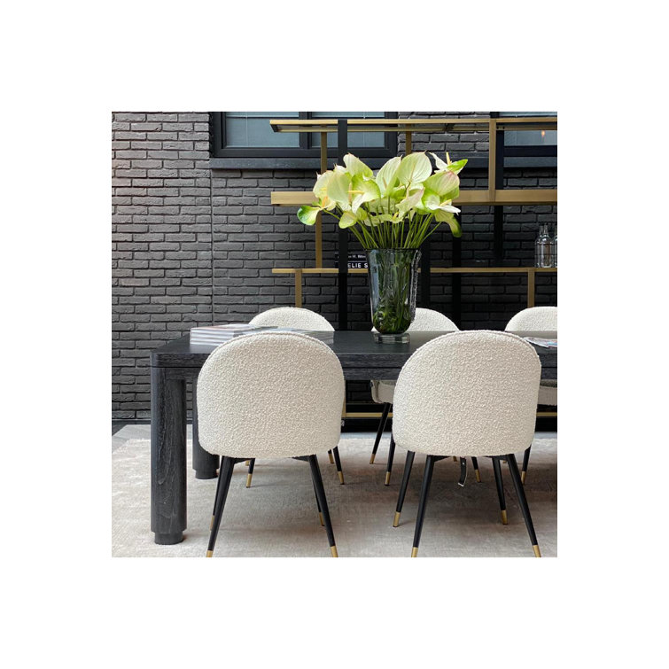 Roche Light Gray Velvet Upholstered Side Chair with Brass Caps