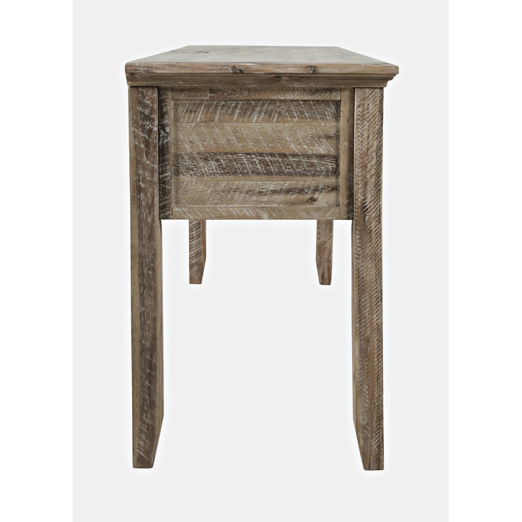 Rustic Shores 56" Grey Wash Acacia Home Office Desk with USB & Power Outlet