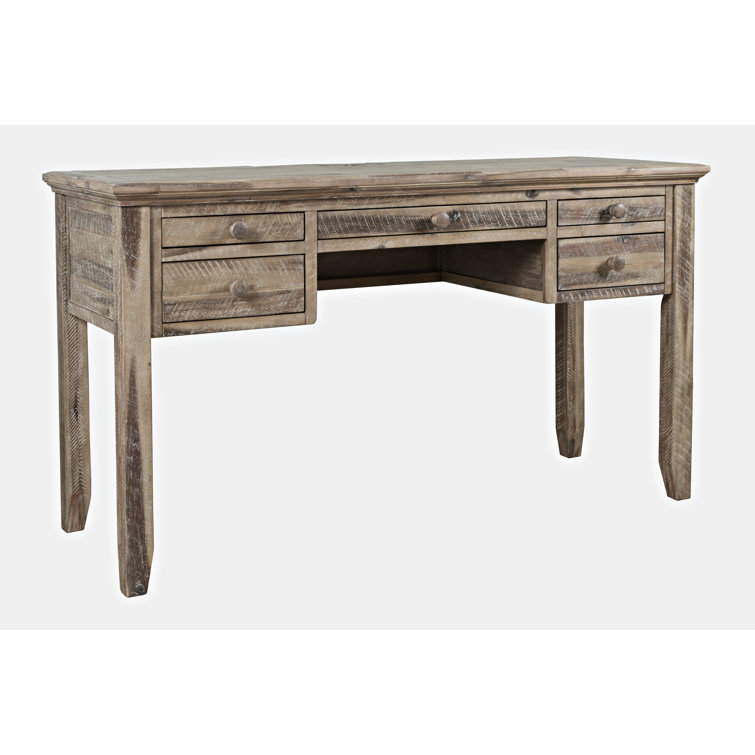 Rustic Shores 56" Grey Wash Acacia Home Office Desk with USB & Power Outlet