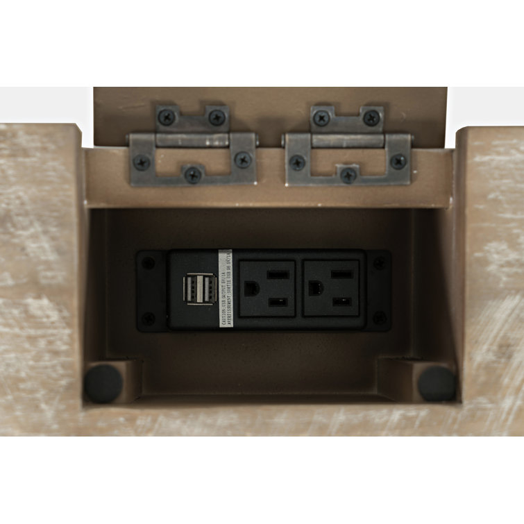 Rustic Shores 56" Grey Wash Acacia Home Office Desk with USB & Power Outlet