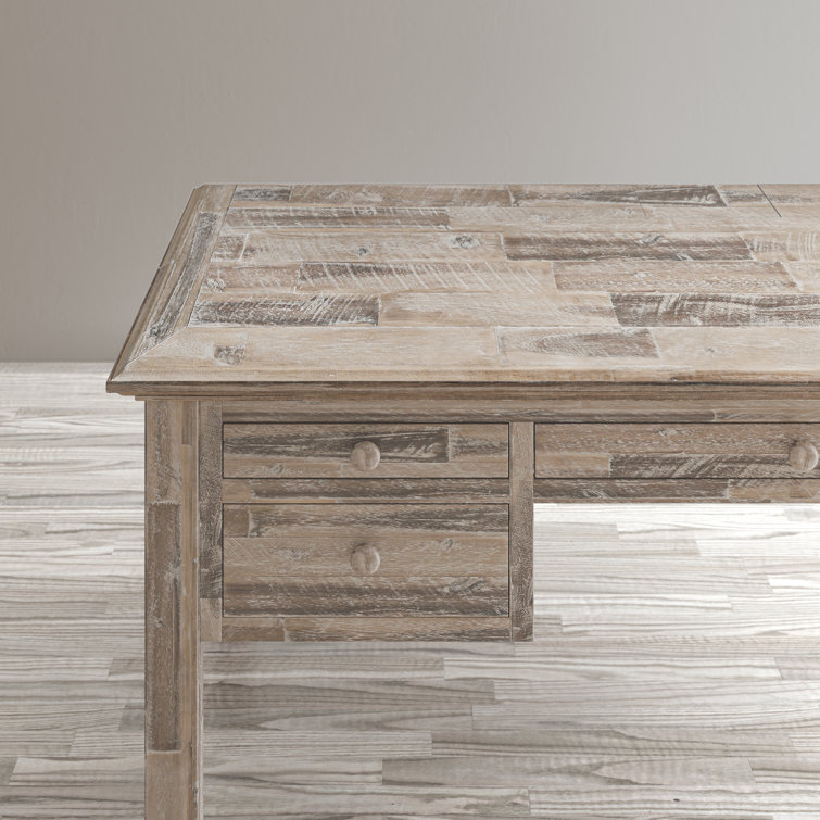 Rustic Shores 56" Grey Wash Acacia Home Office Desk with USB & Power Outlet