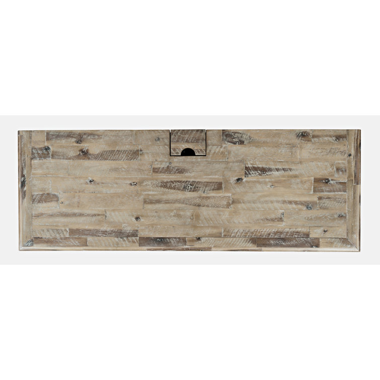 Rustic Shores 56" Grey Wash Acacia Home Office Desk with USB & Power Outlet