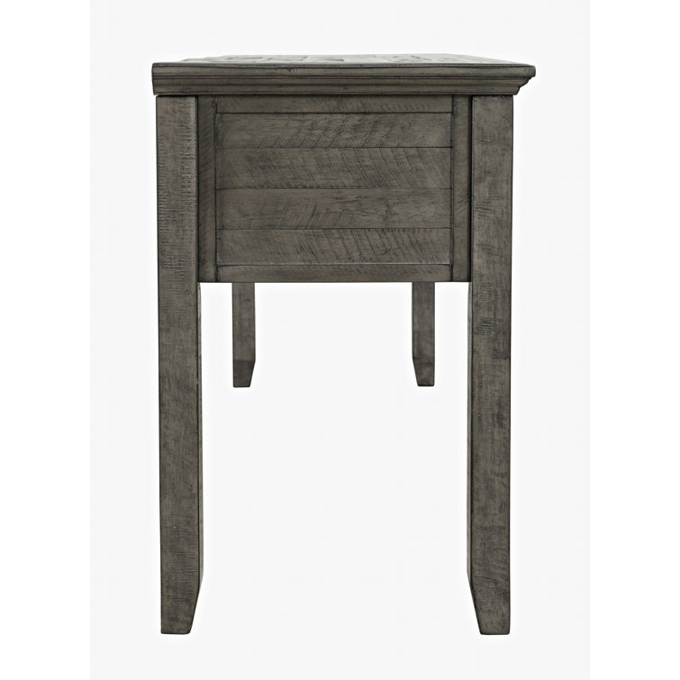 Rustic Gray Wood Home Office Desk with USB and Power Outlet