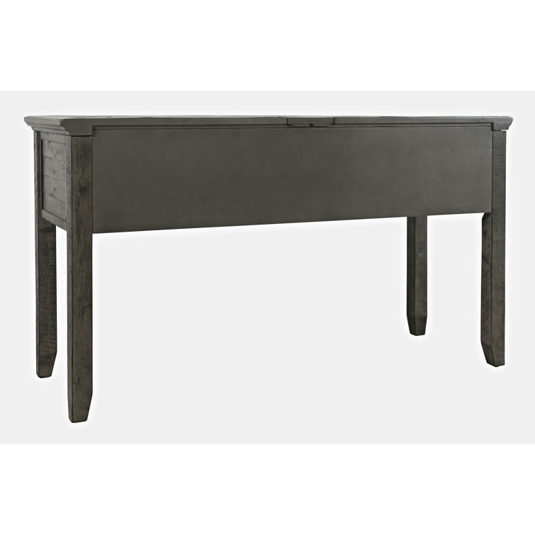 Rustic Gray Wood Home Office Desk with USB and Power Outlet