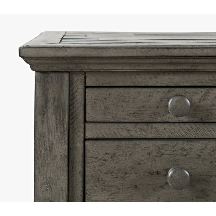 Rustic Gray Wood Home Office Desk with USB and Power Outlet