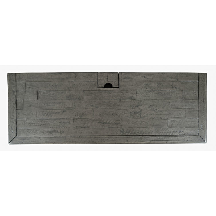 Rustic Gray Wood Home Office Desk with USB and Power Outlet