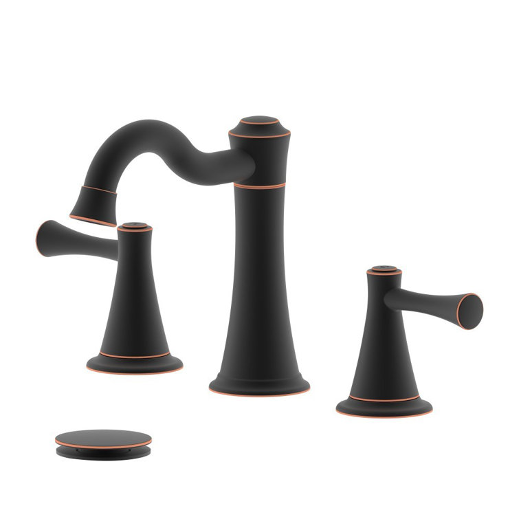 Konya Elegant Oil Rubbed Bronze Widespread Bathroom Faucet with Ceramic Valve