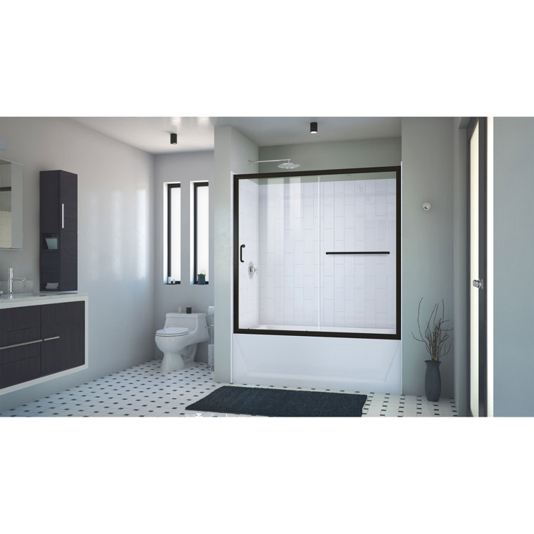 Infinity-Z 60" Matte Black and White Sliding Shower Kit